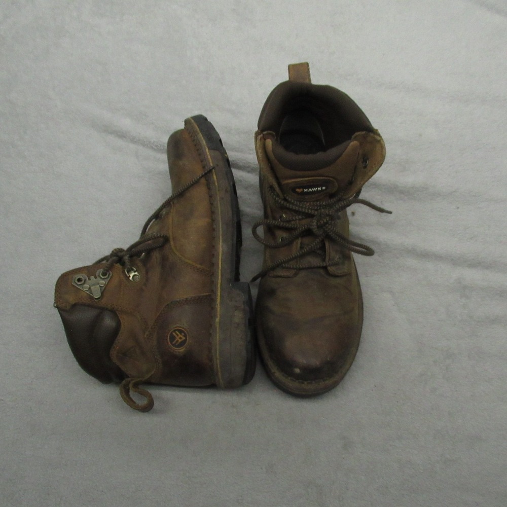 Hawx Mens 10D Work Boots Brown Crew Chief Leather Lace Up Rugged Sturdy Soft Toe